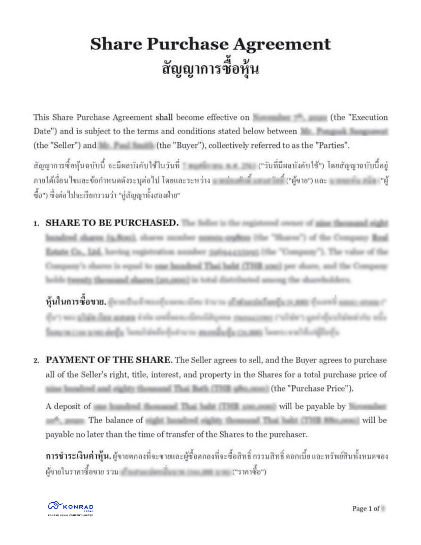 Share Purchase Agreement in Thailand